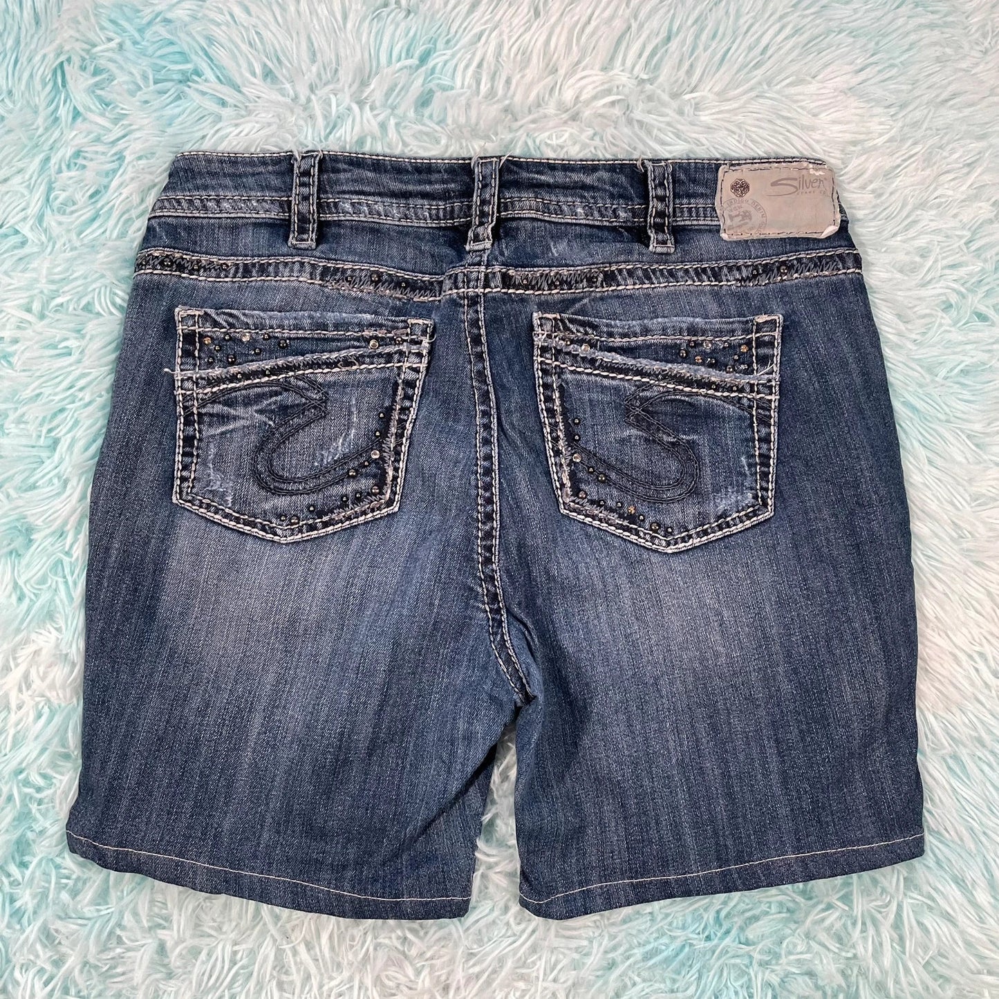 Vintage Y2K Silver Jean Shorts Hot Pants Jorts - Size 12