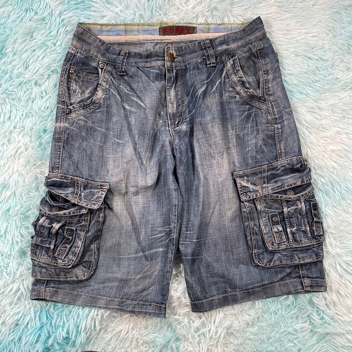 Vintage 00s Forex Denim Cargo Shorts Jorts - 34W