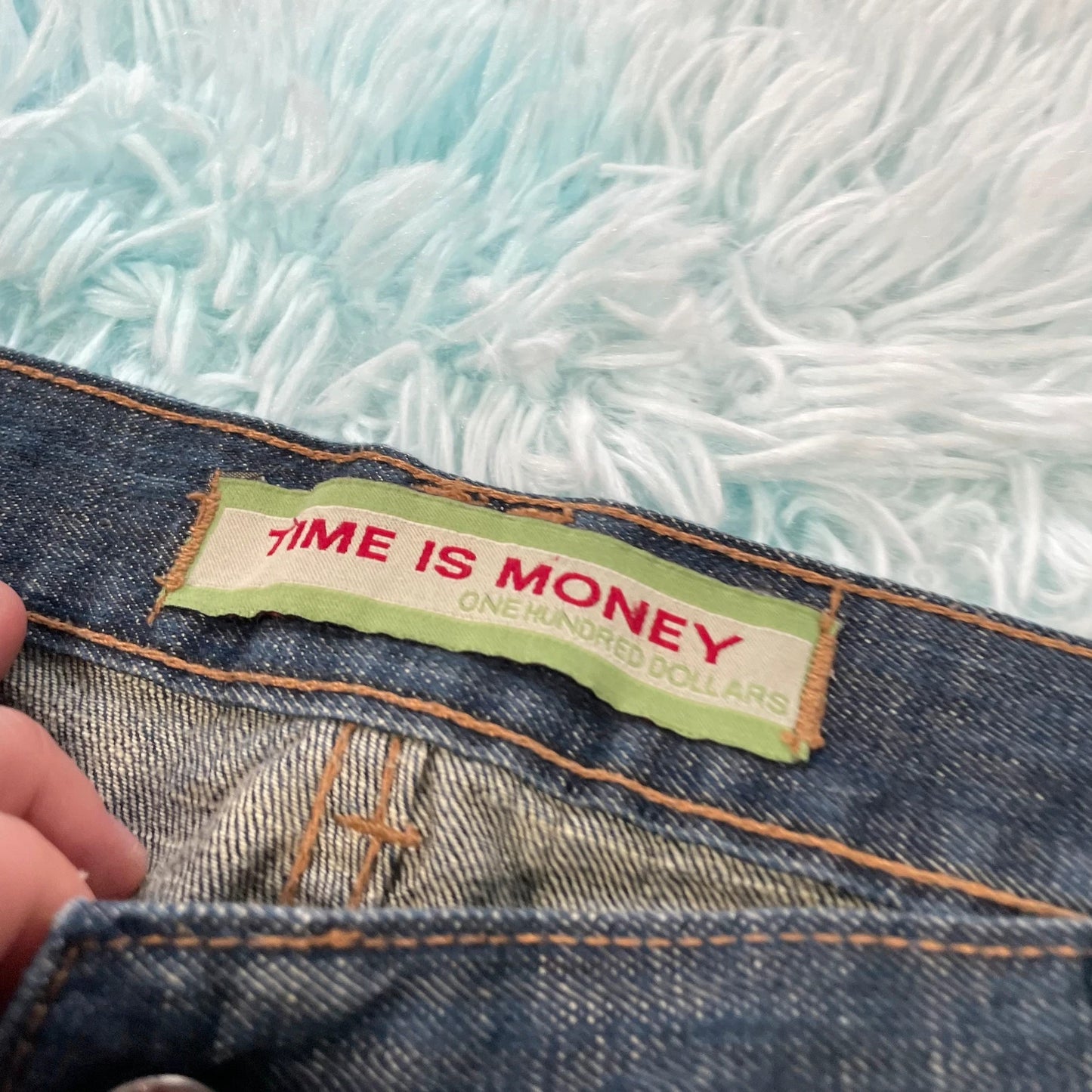 Vintage 90s Baggy Jean Shorts Jorts Time is Money - 36W