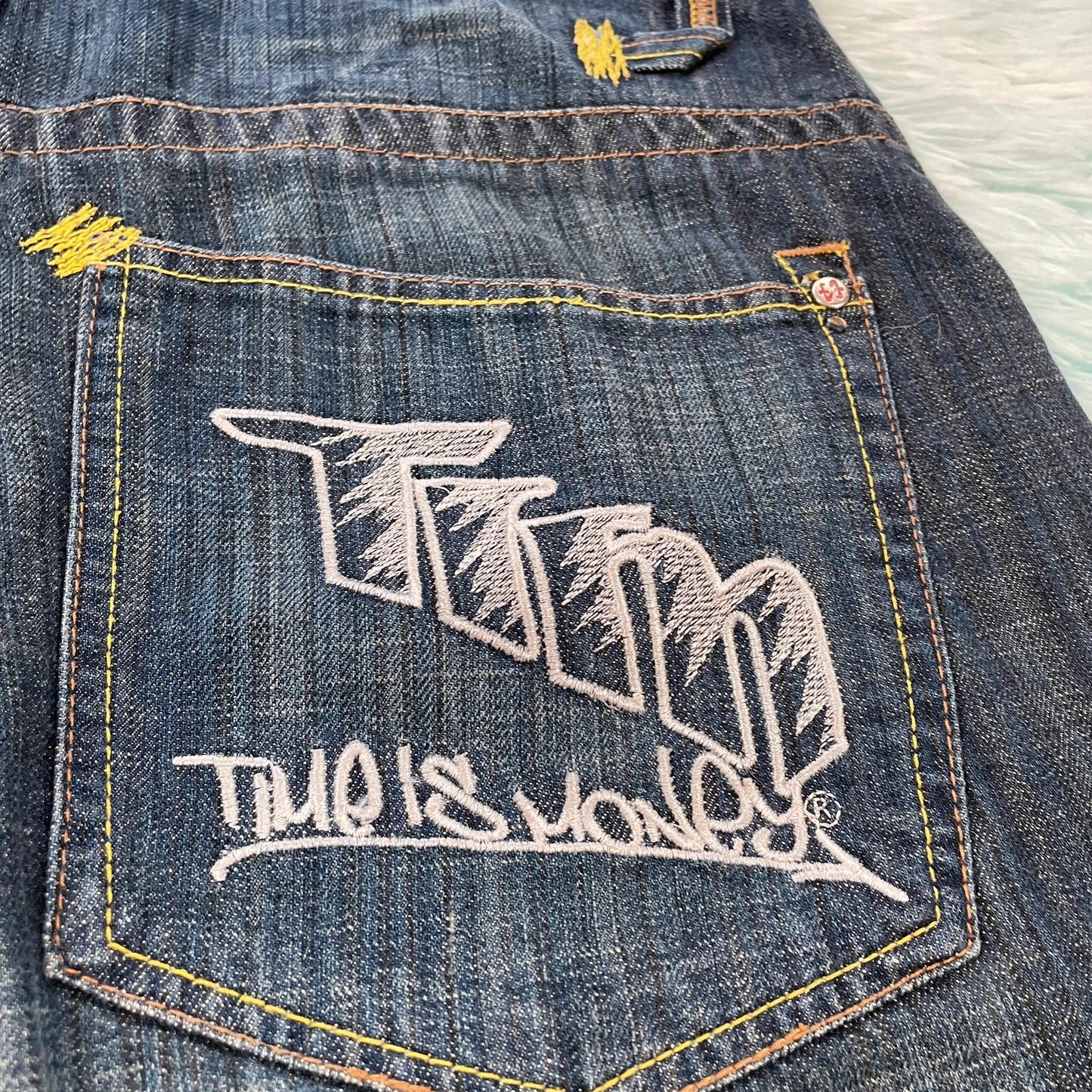Vintage 90s Baggy Jean Shorts Jorts Time is Money - 36W