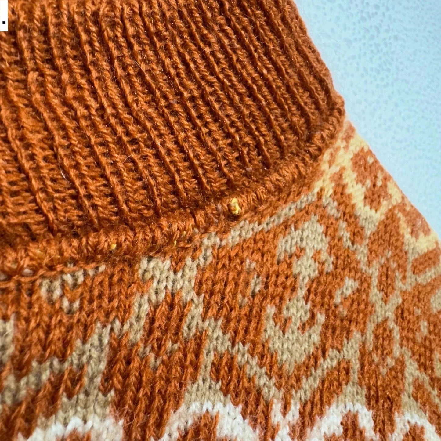 Vintage Orange Funky Patterned Knitted Jumper - Small