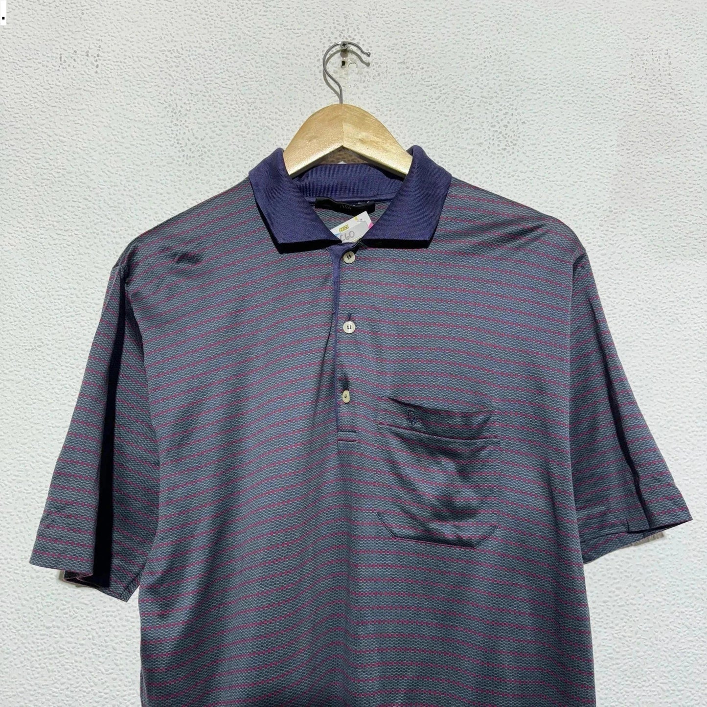 Vintage 80s Patterned Christian Dior Polo Shirt - Medium