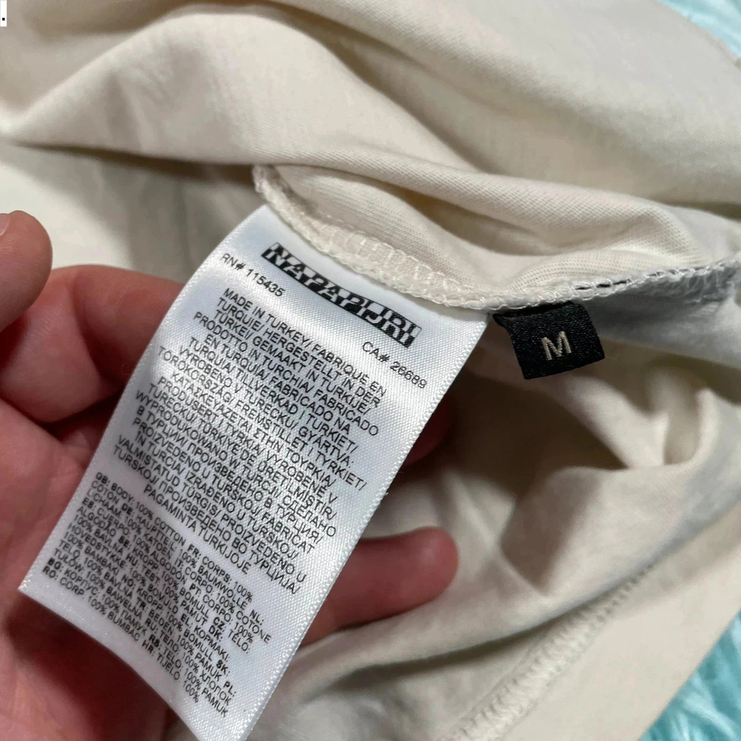 Beige Napapijri Graphic T Shirt - Medium