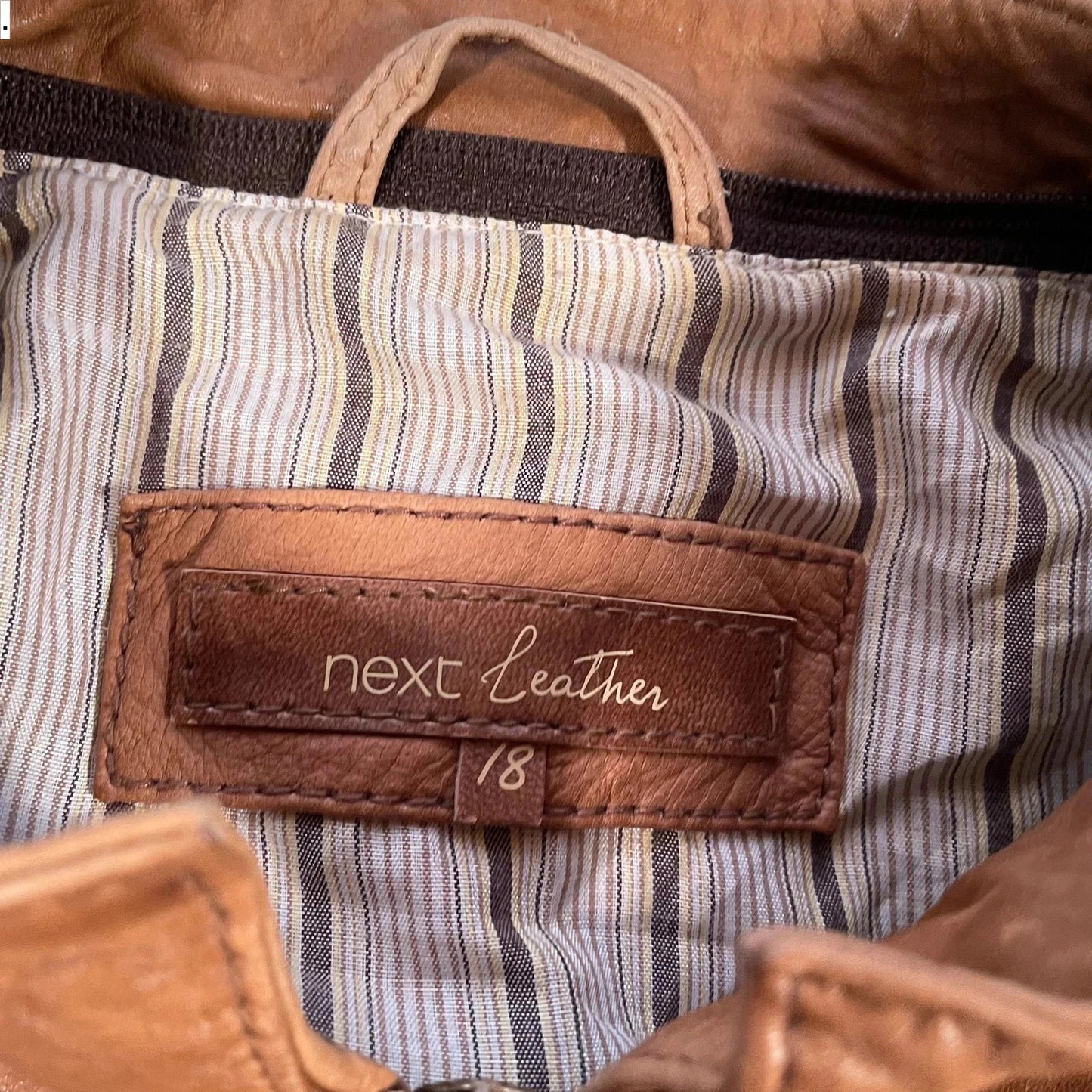 Vintage Y2K Brown Next Leather Jacket - UK18