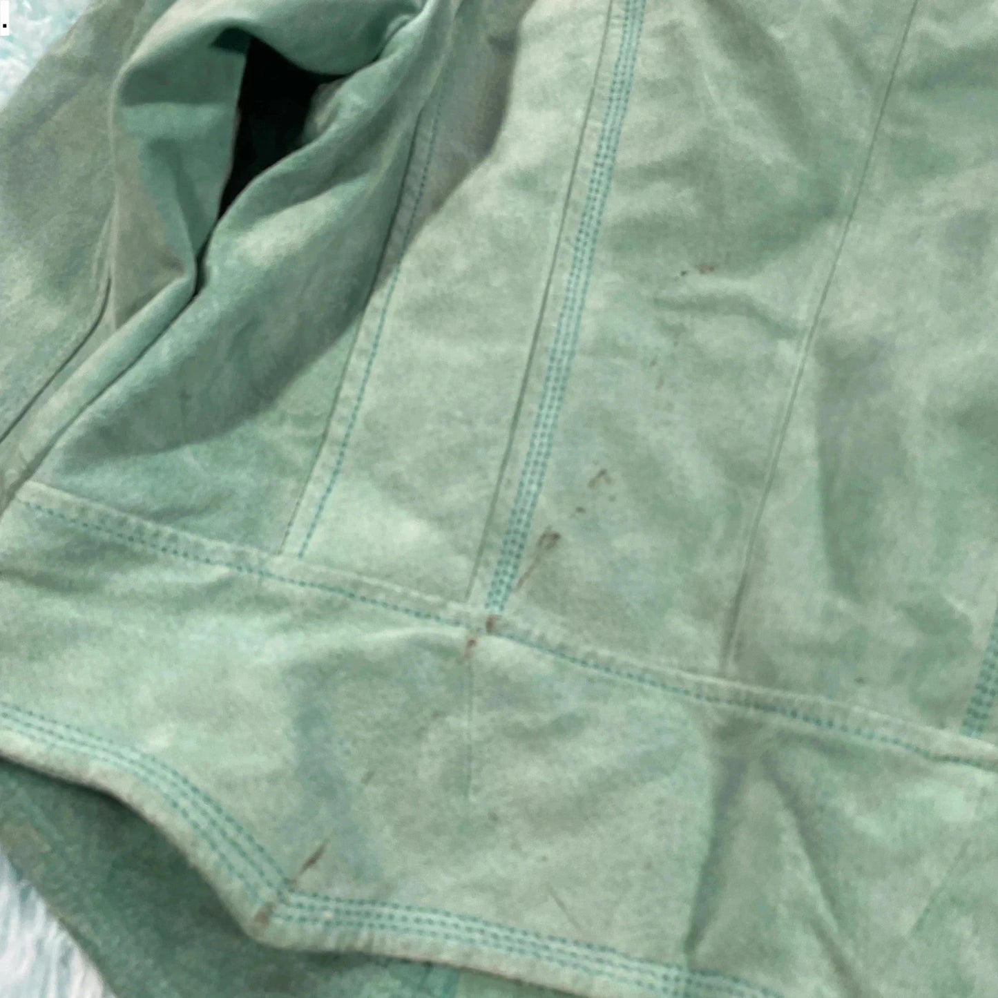 Vintage Y2K Mint Green Suede Leather Jacket - Womens Small