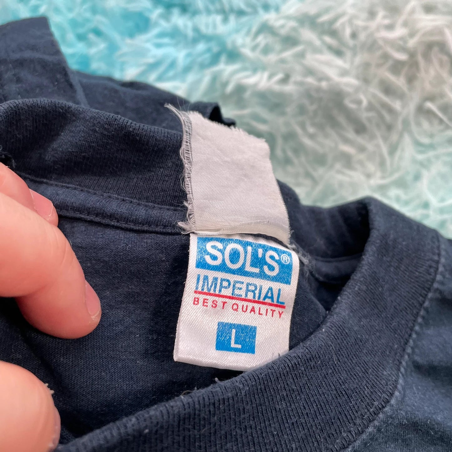 Vintage 00s Navy Graphic Print T Shirt - Large