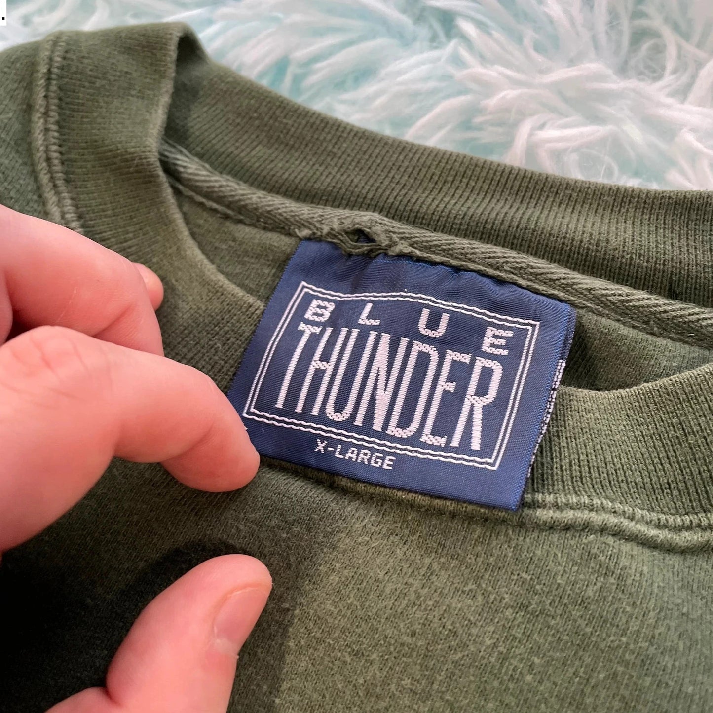 Vintage 90s Khaki Green Graphic Sweatshirt - XL