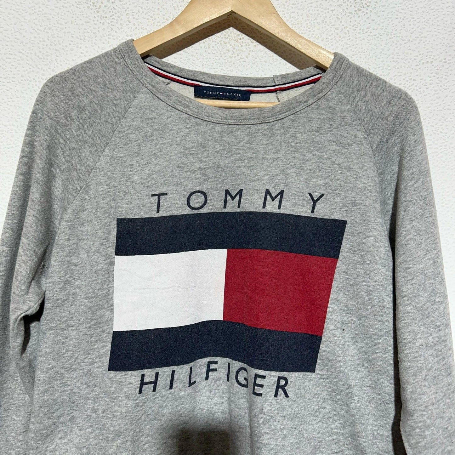 Grey Tommy Hilfiger Sweatshirt Flag Print - Small