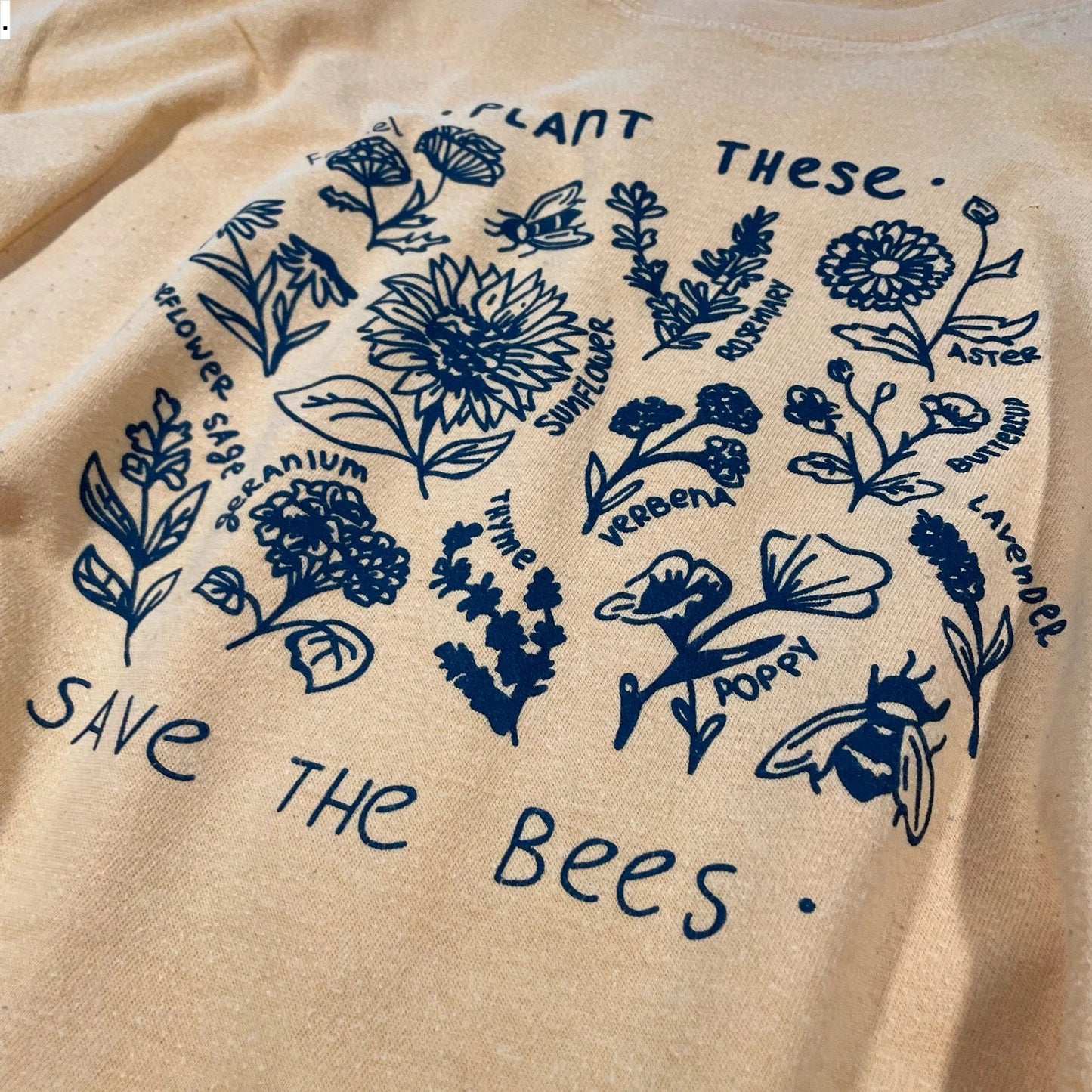 Vintage 80s Yellow Save the Bees Graphic T Shirt - Large