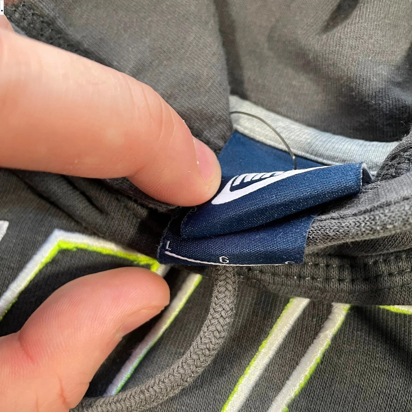 Dark Grey Nike Hoodie Spellout - Large