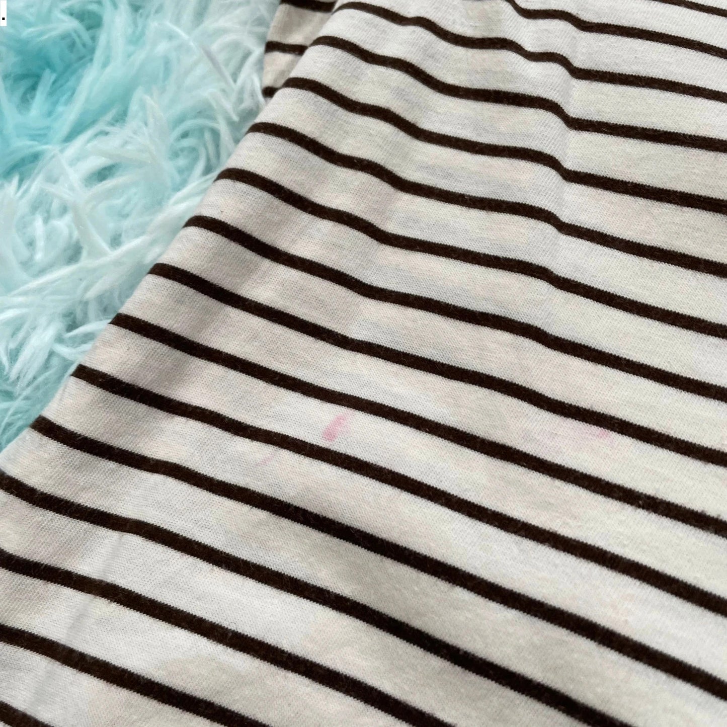 Cream & Brown Striped Ralph Lauren T Shirt - Large