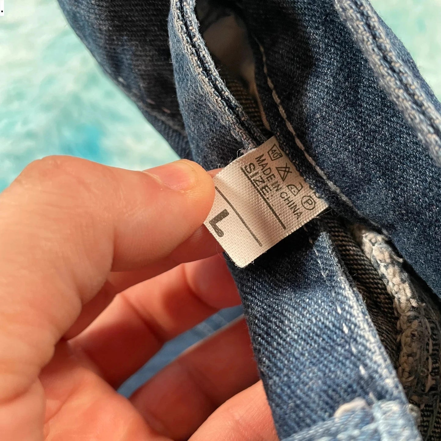Vintage Navy Dragon Embroidered Jeans - Large