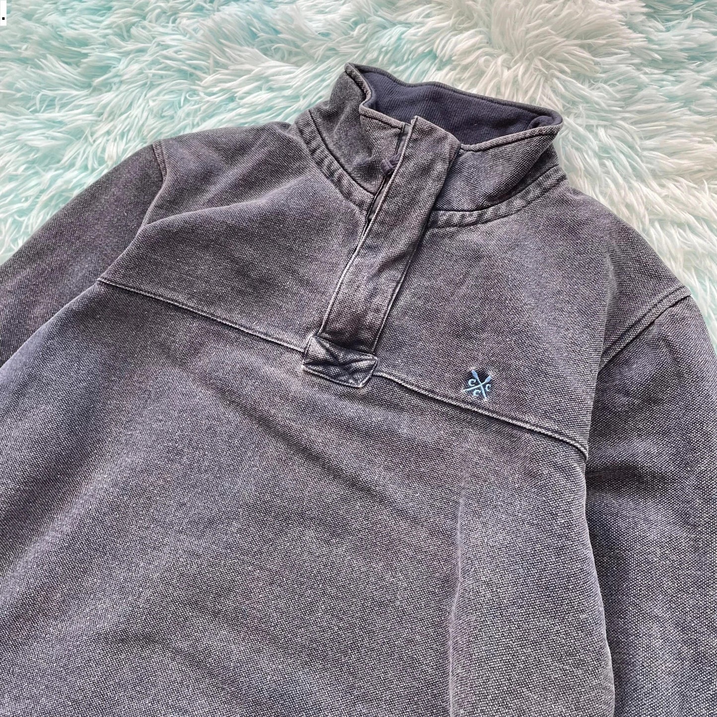 Navy Crew 1/4 Zip Sweatshirt - Large