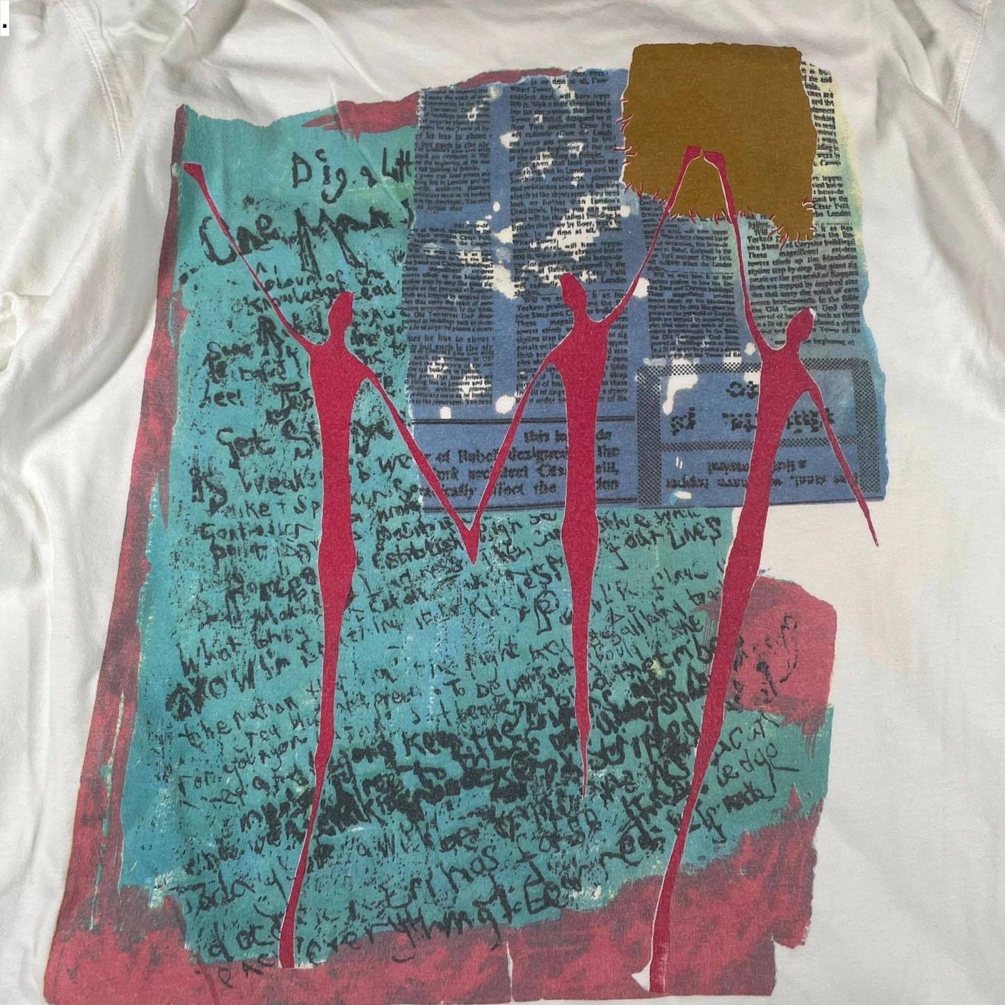 Vintage 90s White Art Graphic T Shirt - Medium