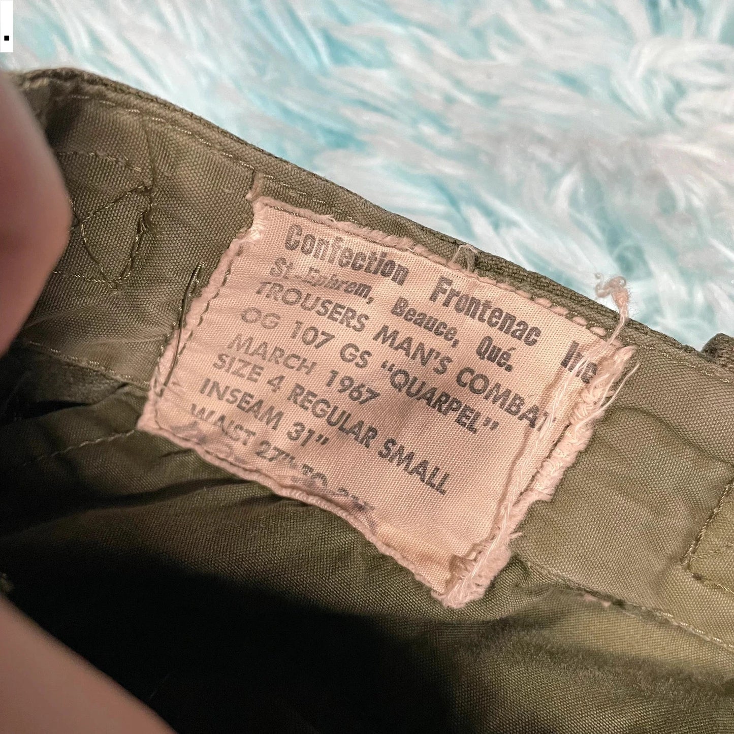 True Vintage 1967 60s Khaki Miltary Combat Trousers - 27W 31L