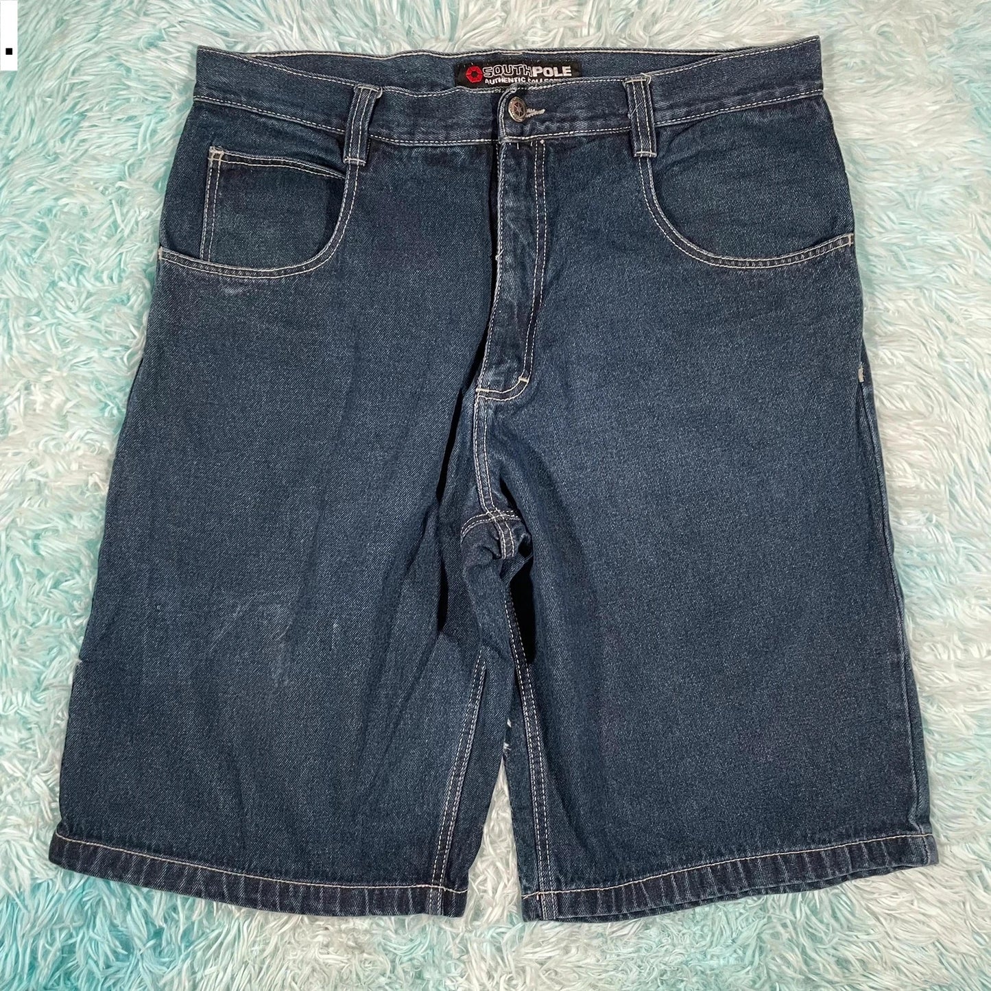 Vintage 90s South Pole Baggy Denim Shorts Jorts - 38W