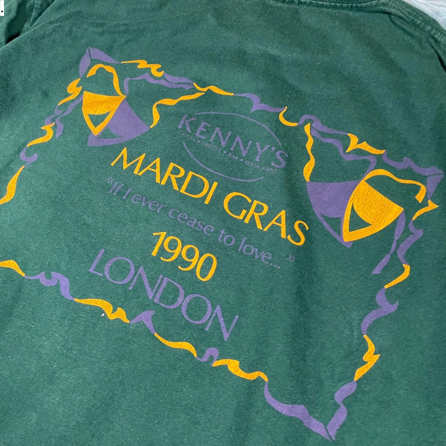 Vintage 90s Green Mardis Gras Graphic T Shirt - XL
