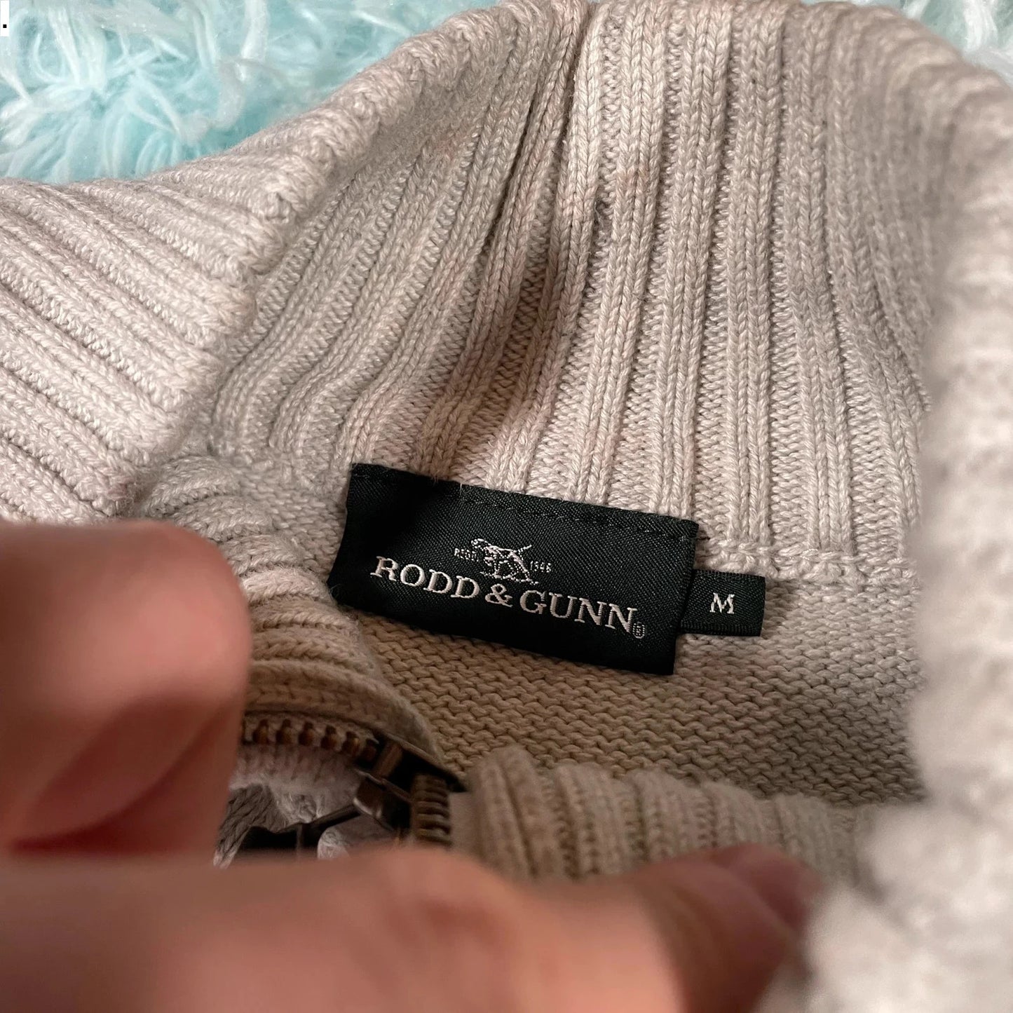 Vintage Grey Rodd & Gunn 1/4 Zip Knitted Jumper - Medium