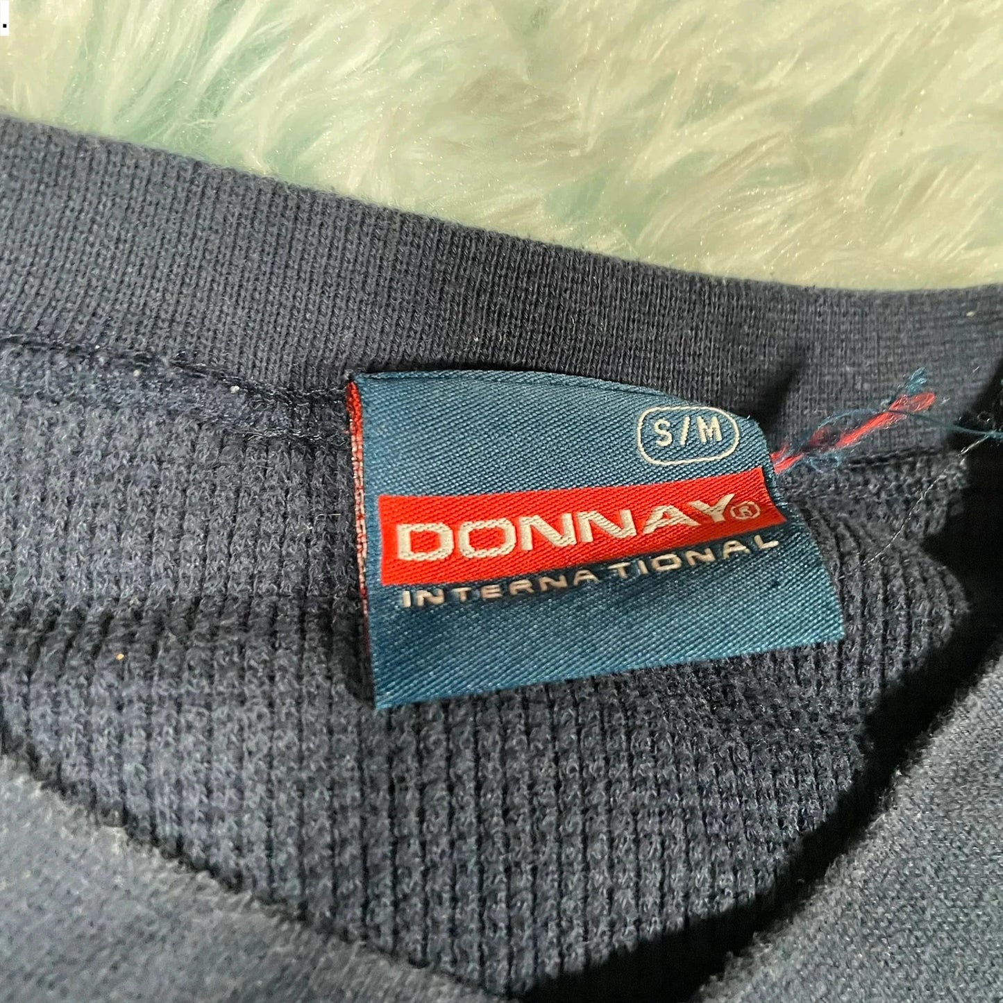Vintage 90s Navy Waffle Knit Donnay T Shirt - Medium