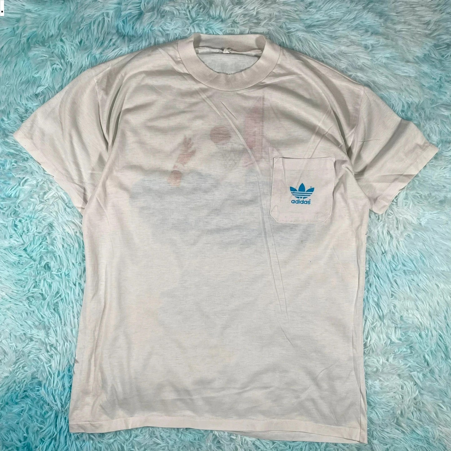 Vintage 80s Adidas Basketball Graphic T Shirt - Medium