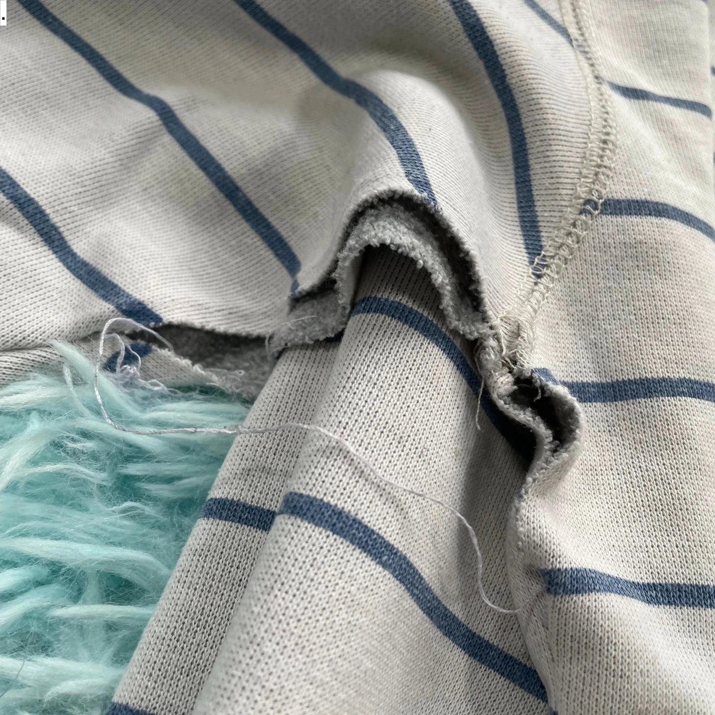 Vintage 90s White Striped Sweatshirt - Large