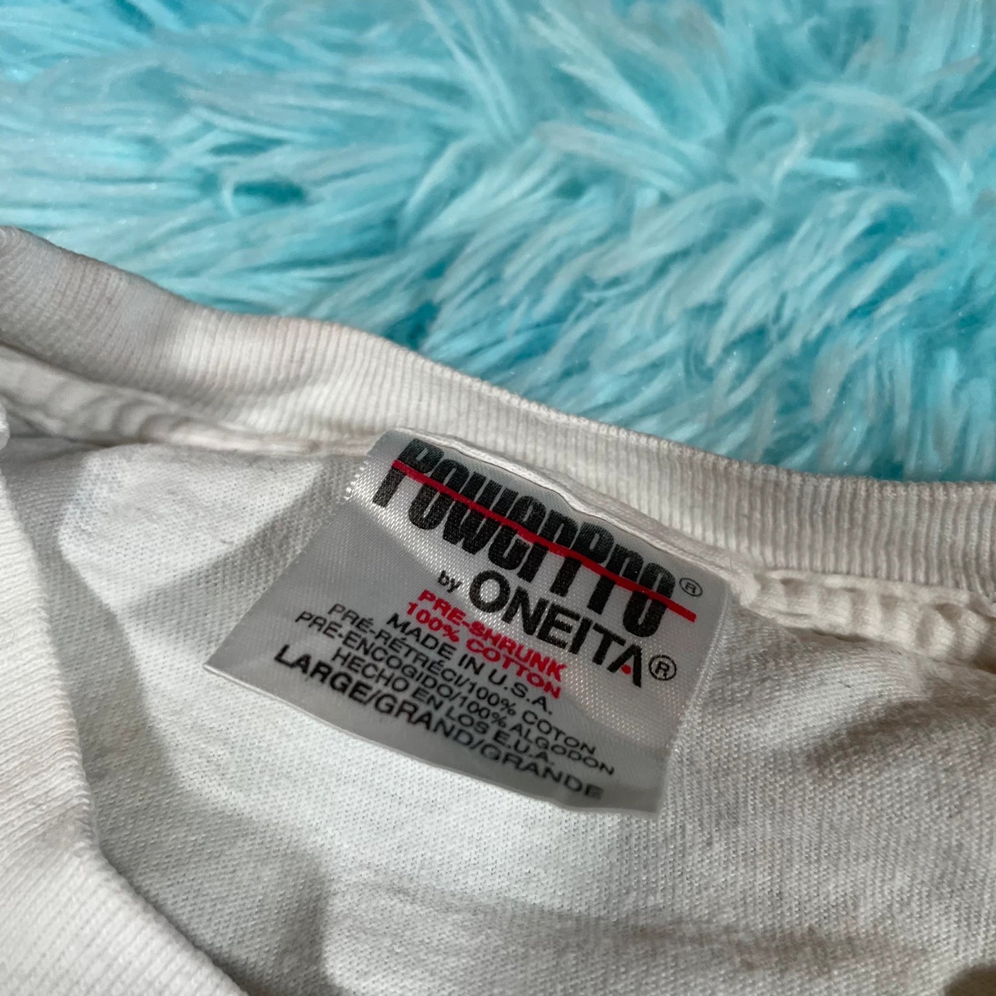 Vintage 90s White Dog Print T Shirt - Large