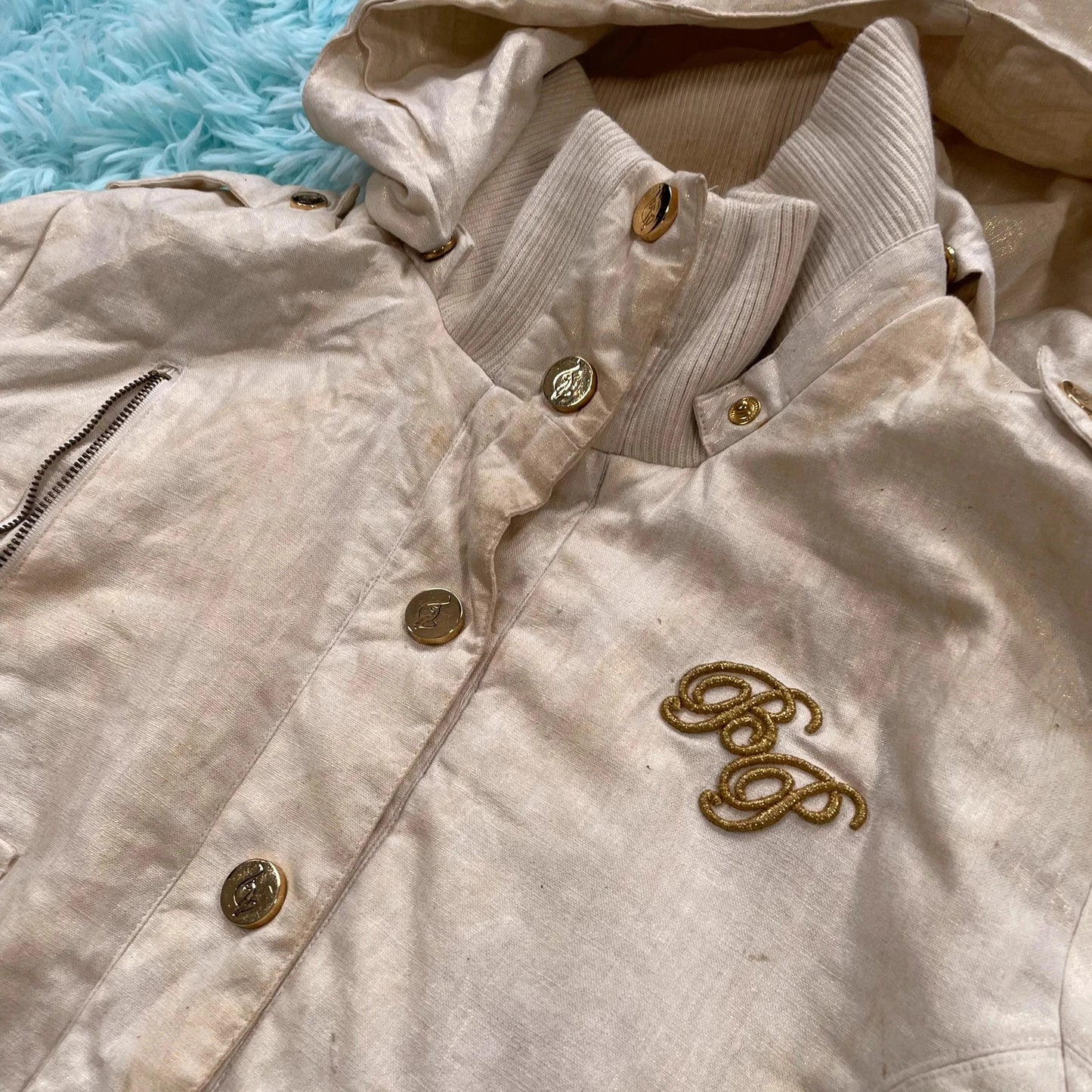 Vintage Y2K Cream Baby Phat Puffer Jacket Hip Hop - XXL