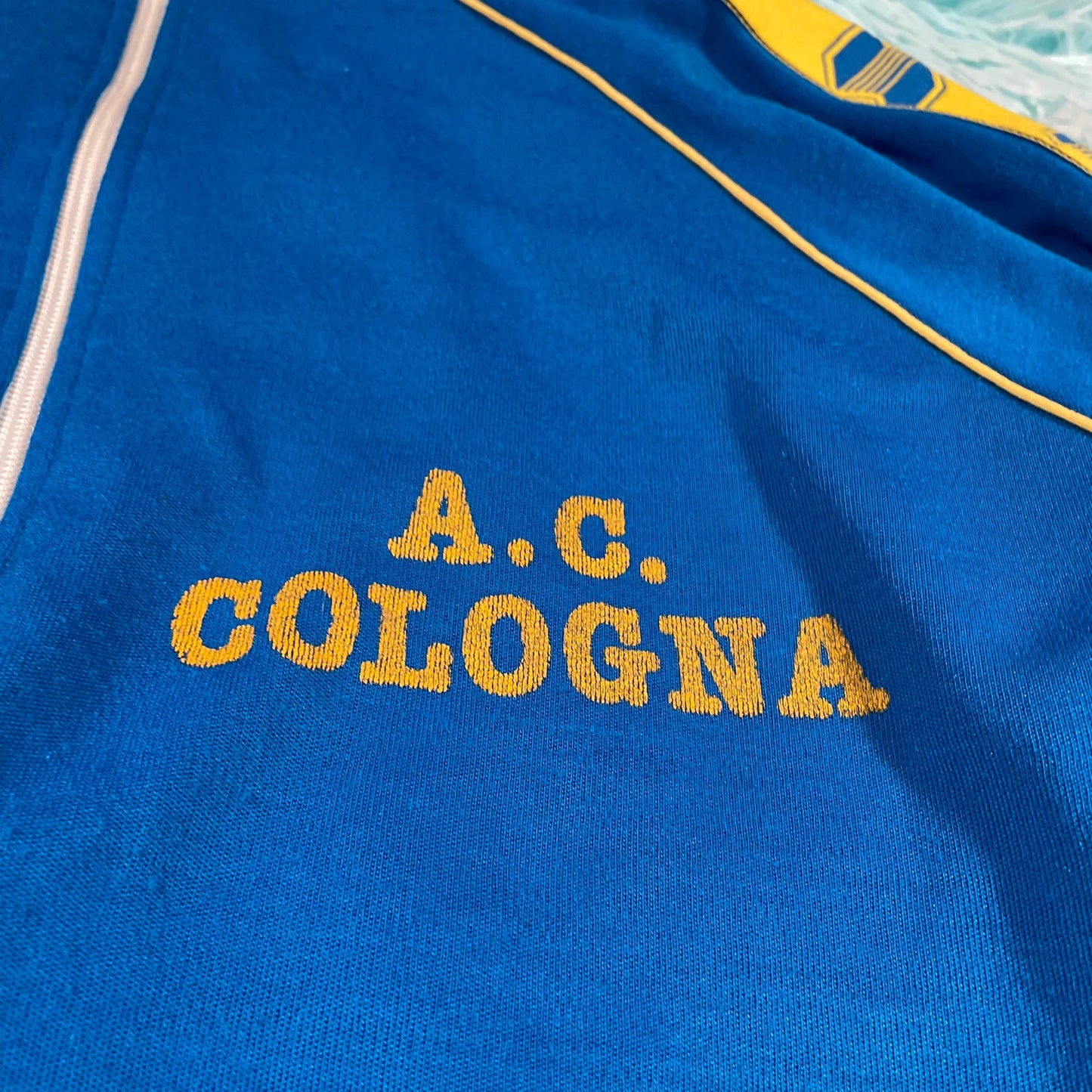 Vintage 80s Blue & Yellow AC Cologna Veneta Track Jacket - XXL