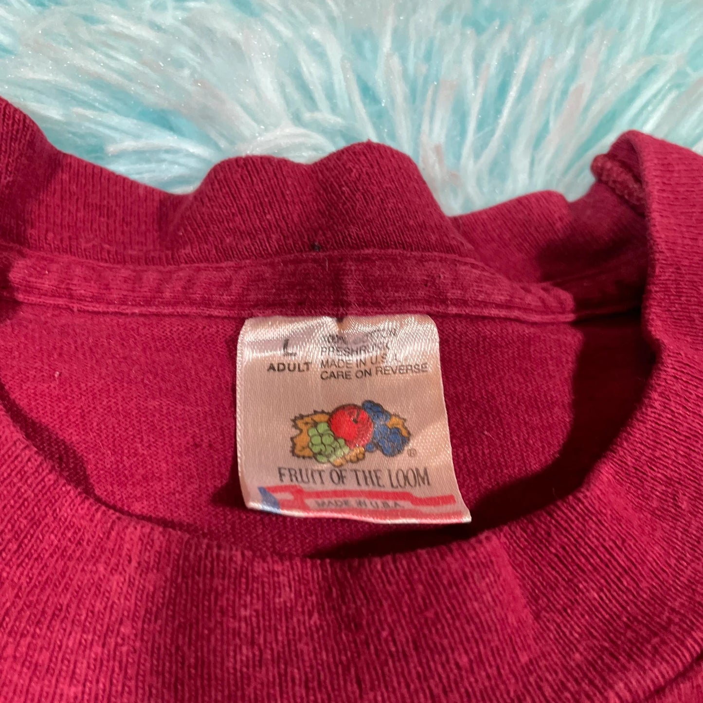 Vintage 90s Red Embroidered Graphic T Shirt - Large