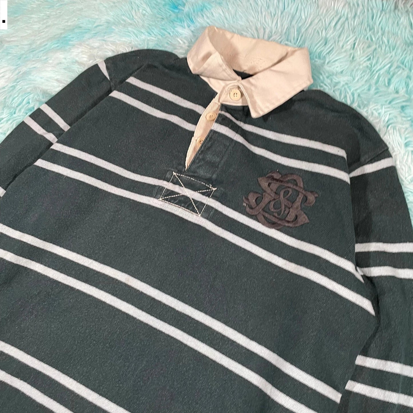 Vintage Dark Green Superdry Rugby Shirt - Large