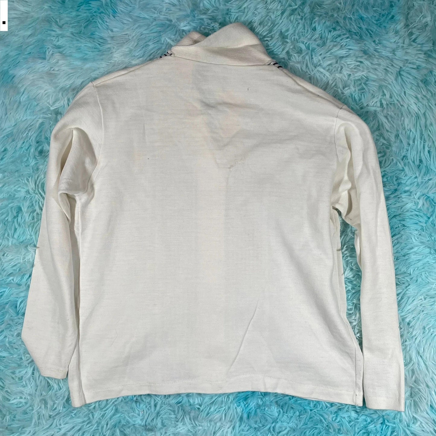 Vintage 80s White Striped Shirt - Medium