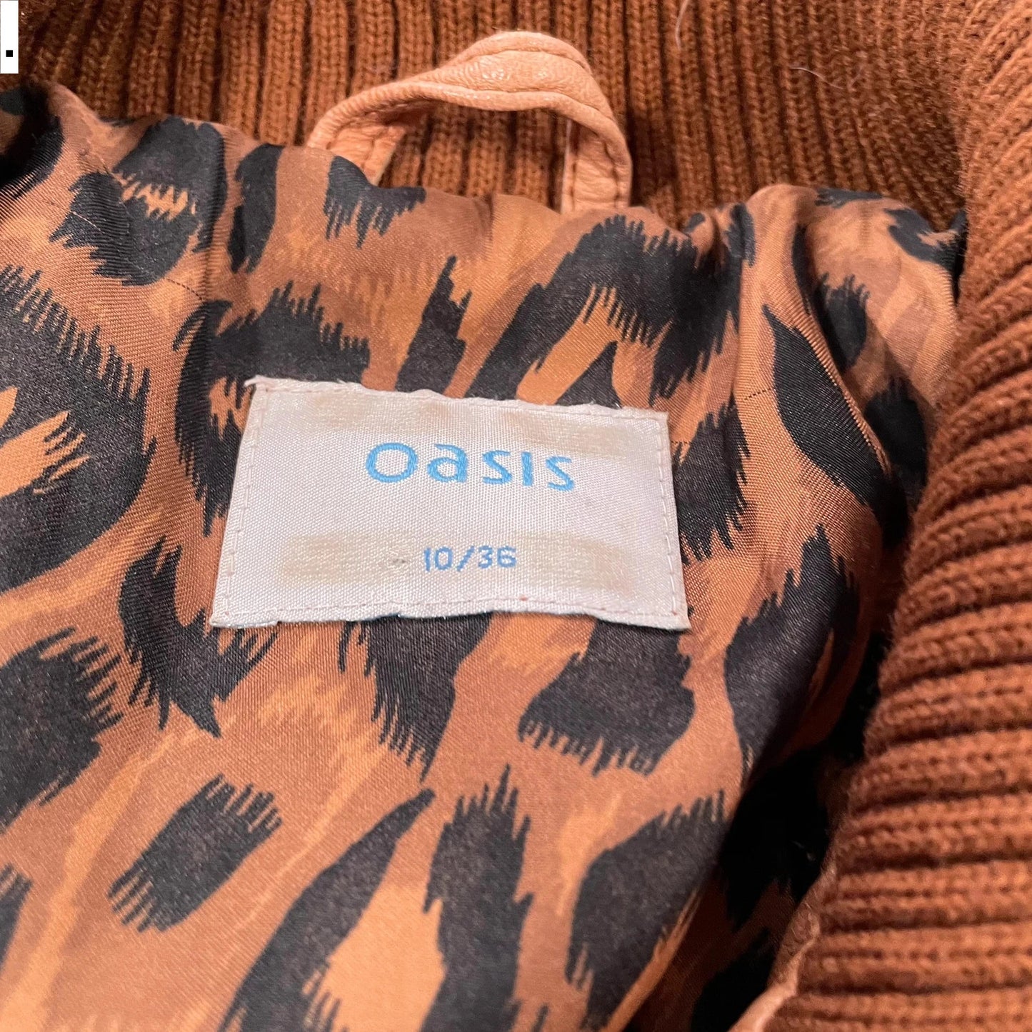 Vintage 00s Brown Oasis Fitted Leather Jacket - Size 10