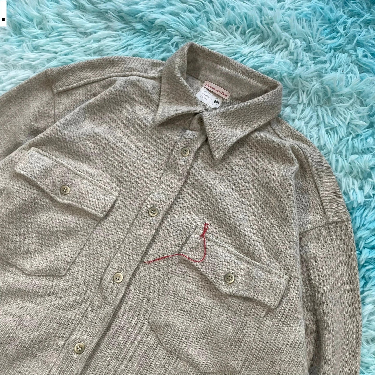 Vintage Beige Knitted Shirt - Medium