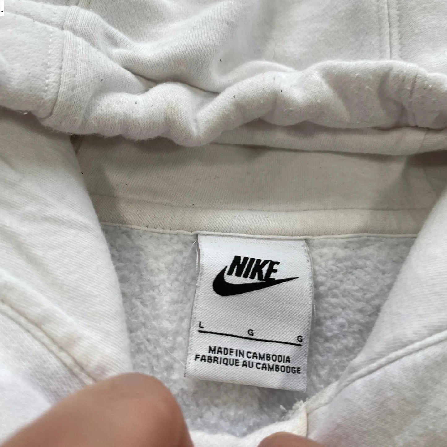 White Nike Hoodie Plain - Large