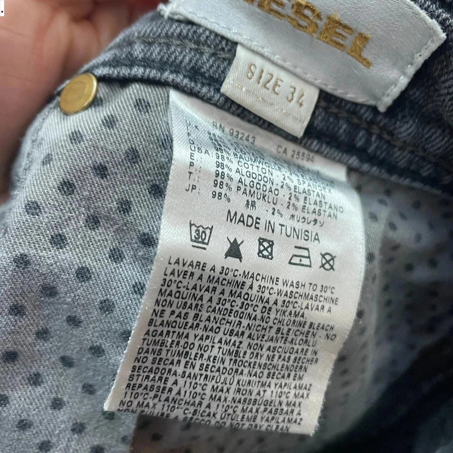 Navy Diesel Wide Leg Jeans - 34W