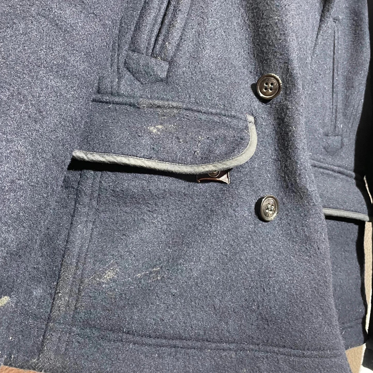 Dark Navy Barbour Wool Jacket - Large