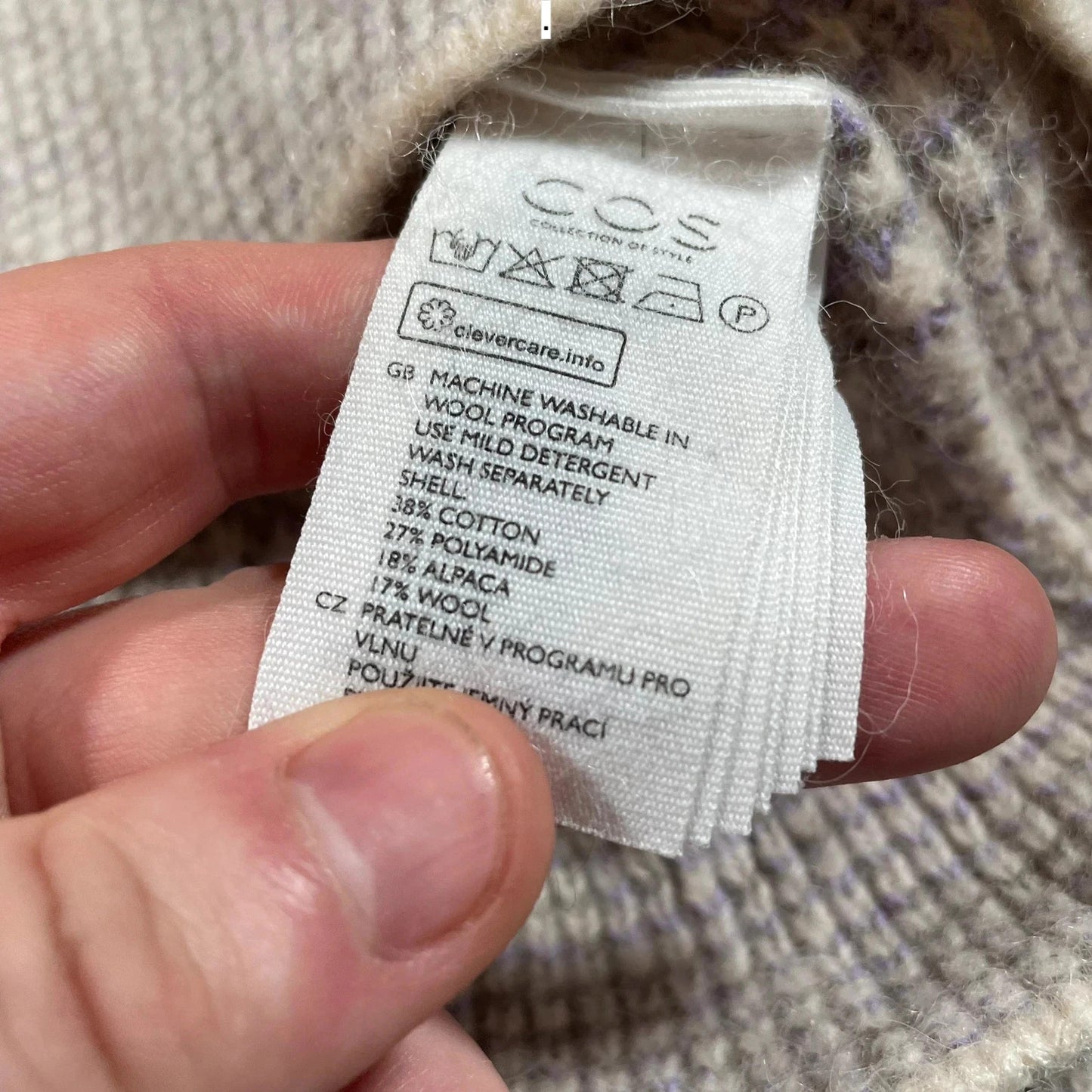 Beige Patterned COS Knitted Jumper - Medium