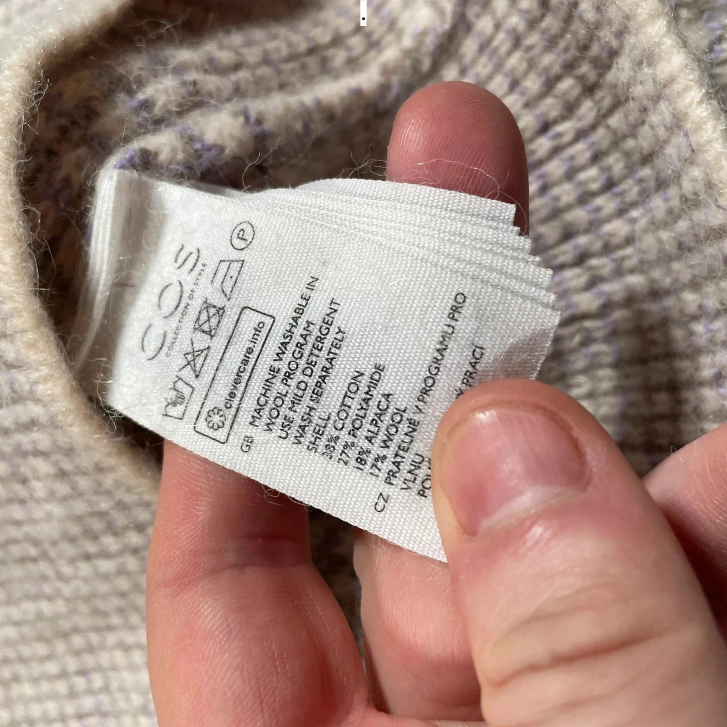 Beige Patterned COS Knitted Jumper - Medium