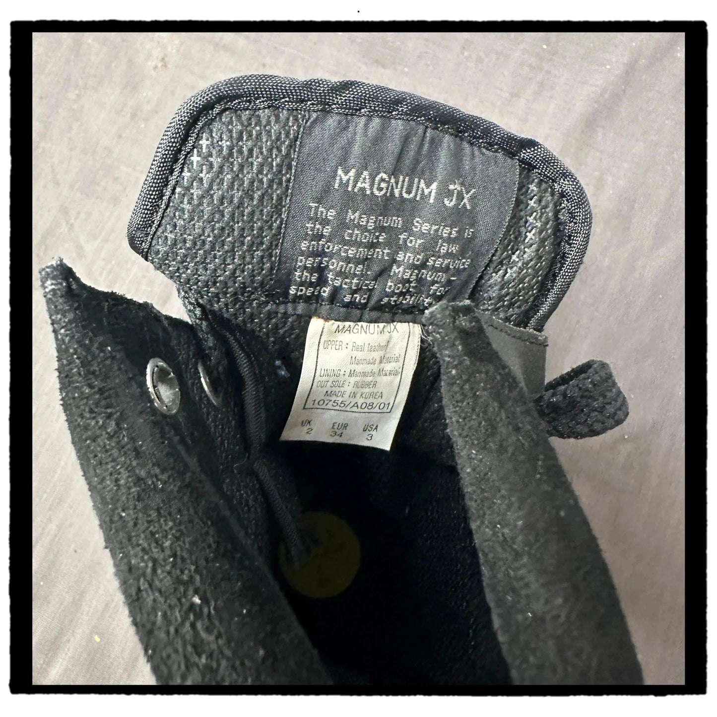 Vintage 90s Original Black Hi-Tec Magnum Workwear Boots Steelcap - UK2