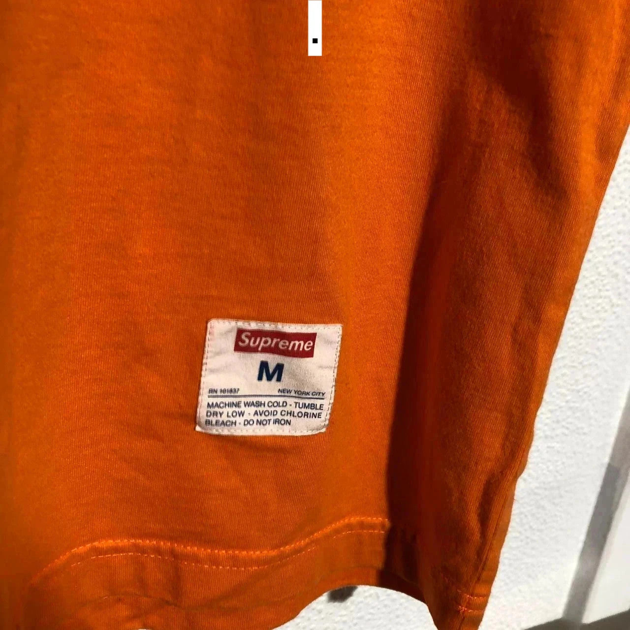 Orange & Blue Supreme T Shirt Henley Embroidered Spellout - Medium