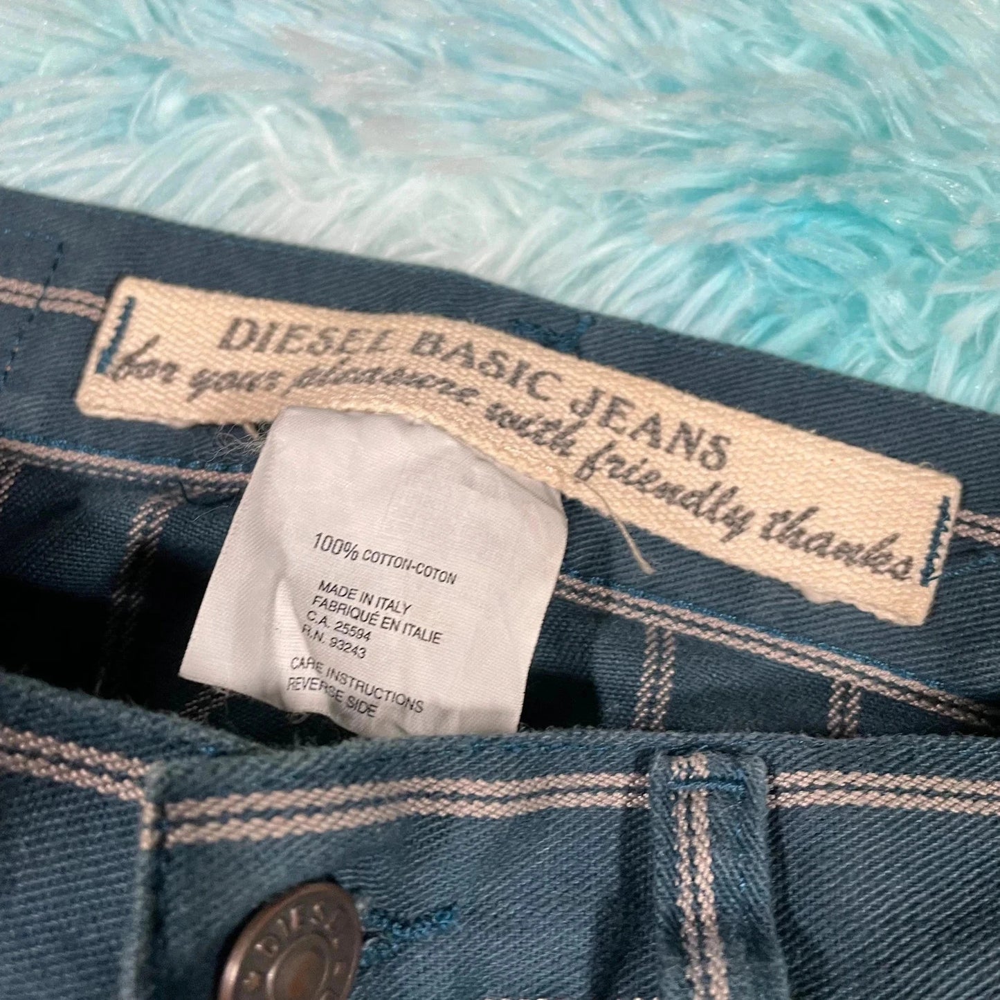 Vintage 90s Navy Pinstriped Diesel Jeans - 30W 32L
