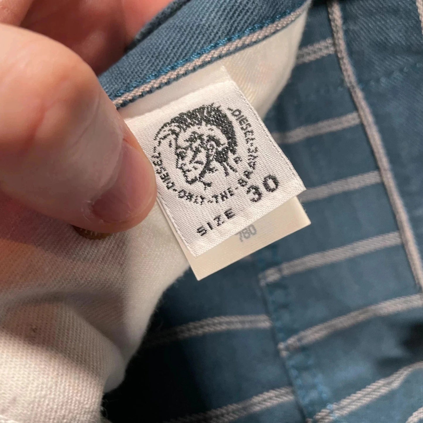 Vintage 90s Navy Pinstriped Diesel Jeans - 30W 32L