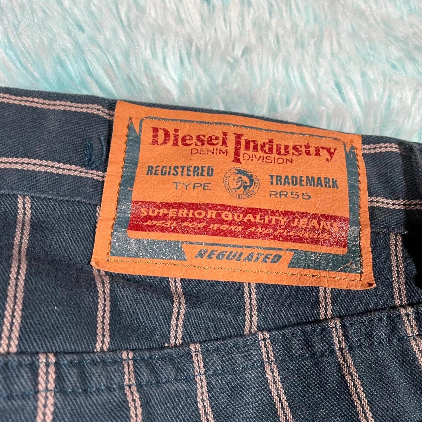Vintage 90s Navy Pinstriped Diesel Jeans - 30W 32L