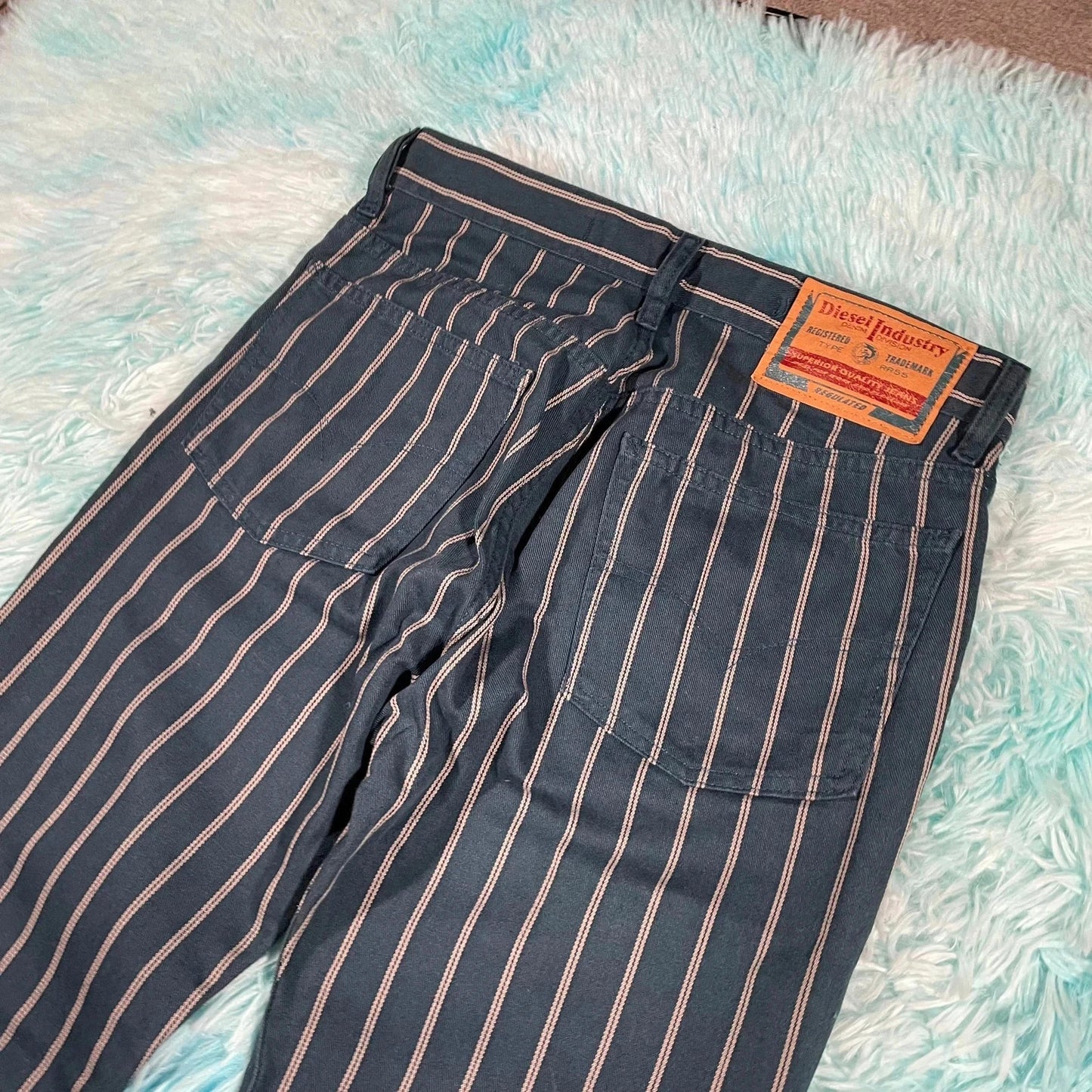 Vintage 90s Navy Pinstriped Diesel Jeans - 30W 32L
