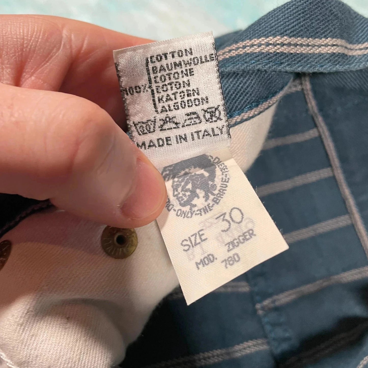 Vintage 90s Navy Pinstriped Diesel Jeans - 30W 32L