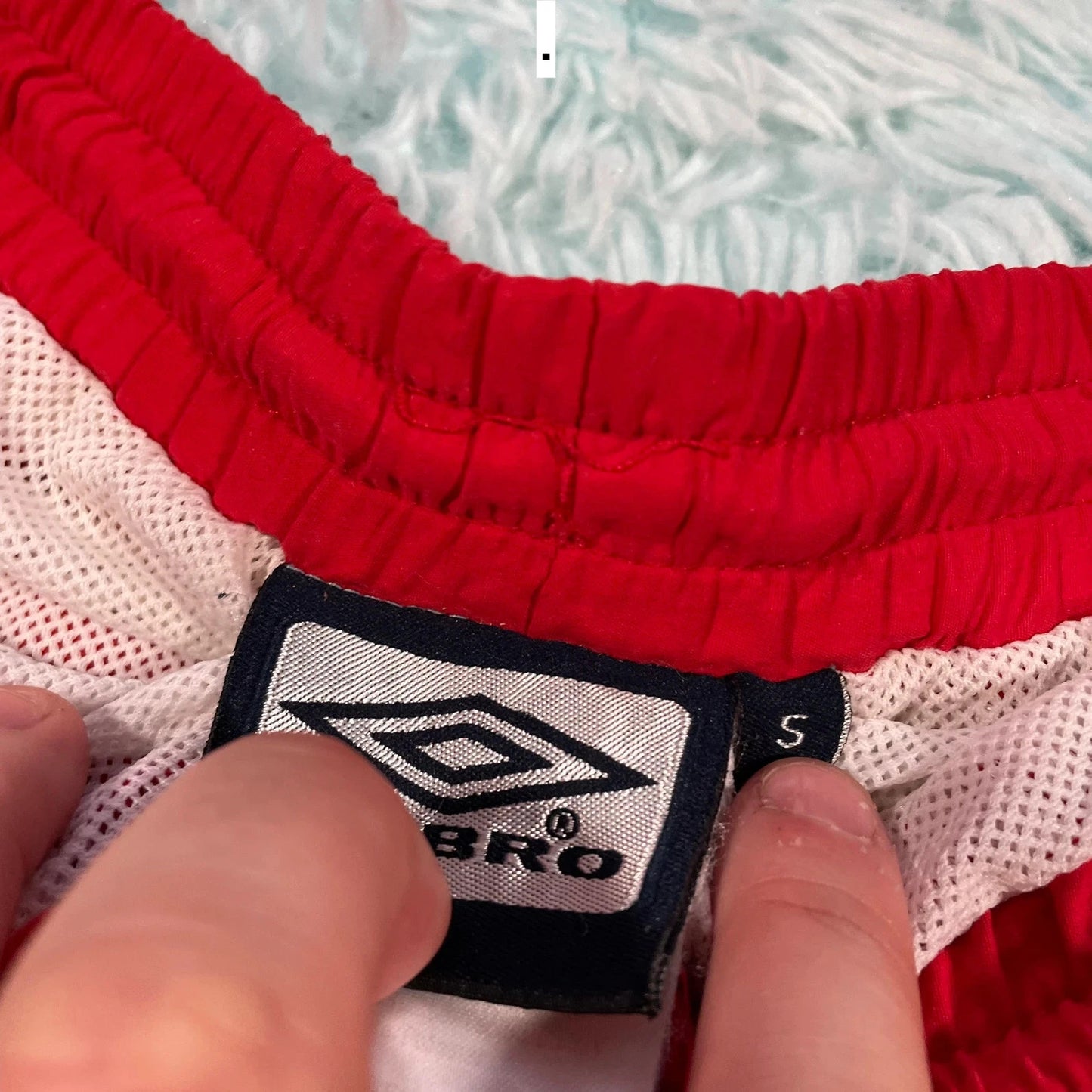 Vintage 00s Red Umbro Swim Shorts - Small