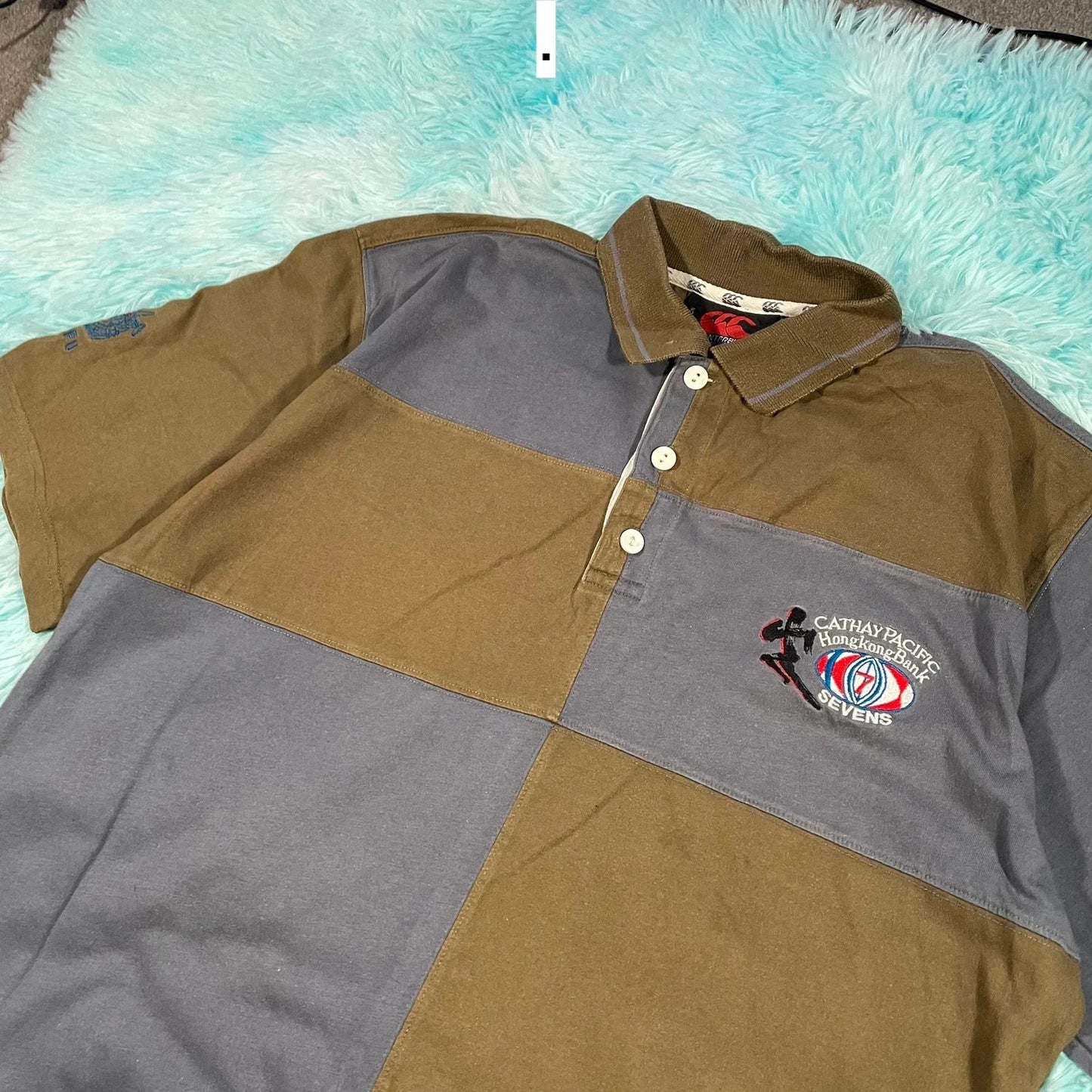Vintage 90s Cathy Pacific Hong Kong 7s Rugby Polo Shirt Canterbury - Medium