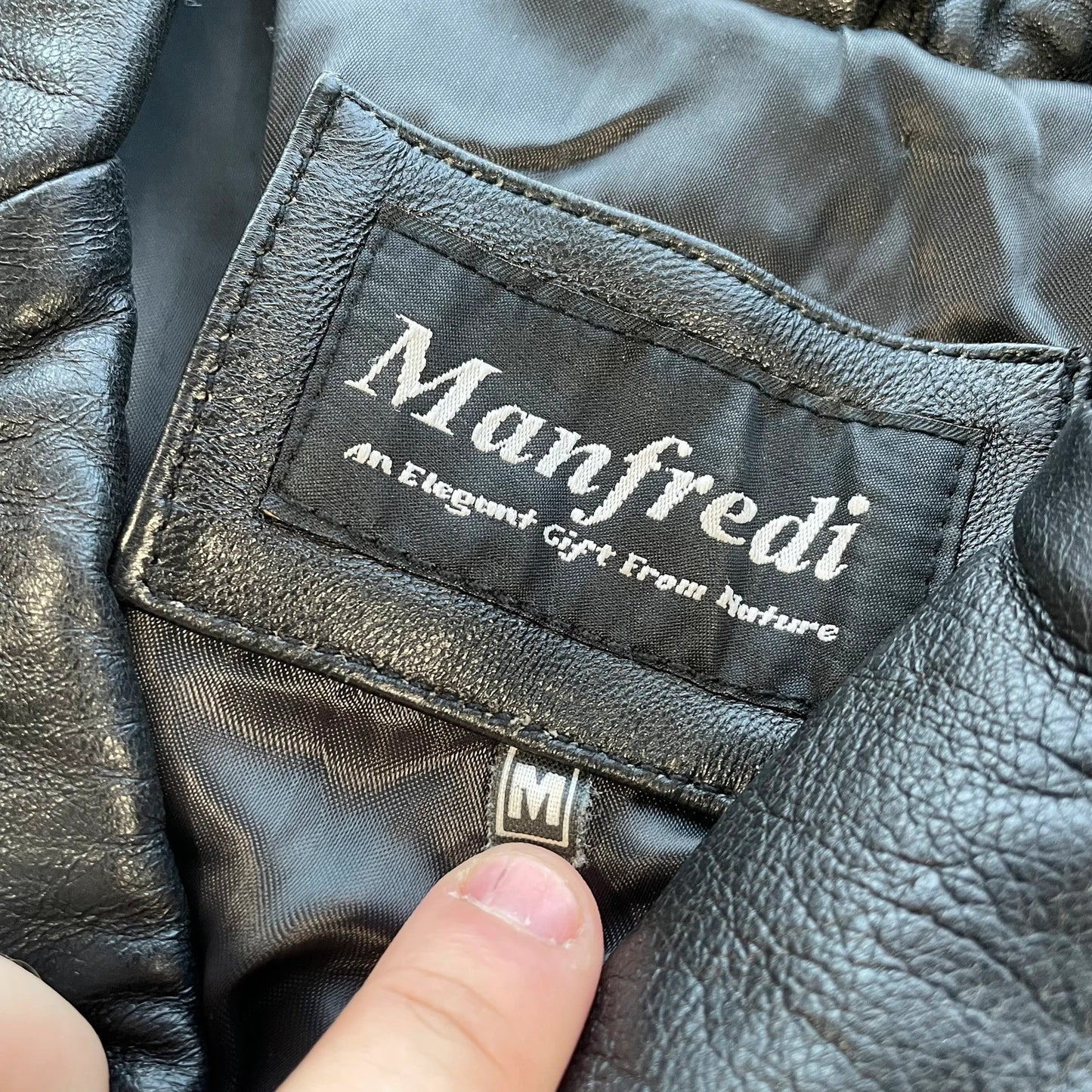 Vintage 90s Black Leather Duster Trench Coat - Medium