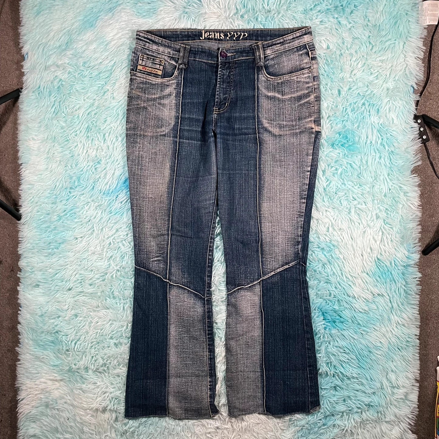 Vintage 00s Patterned Jeans Bootcut - Size 16