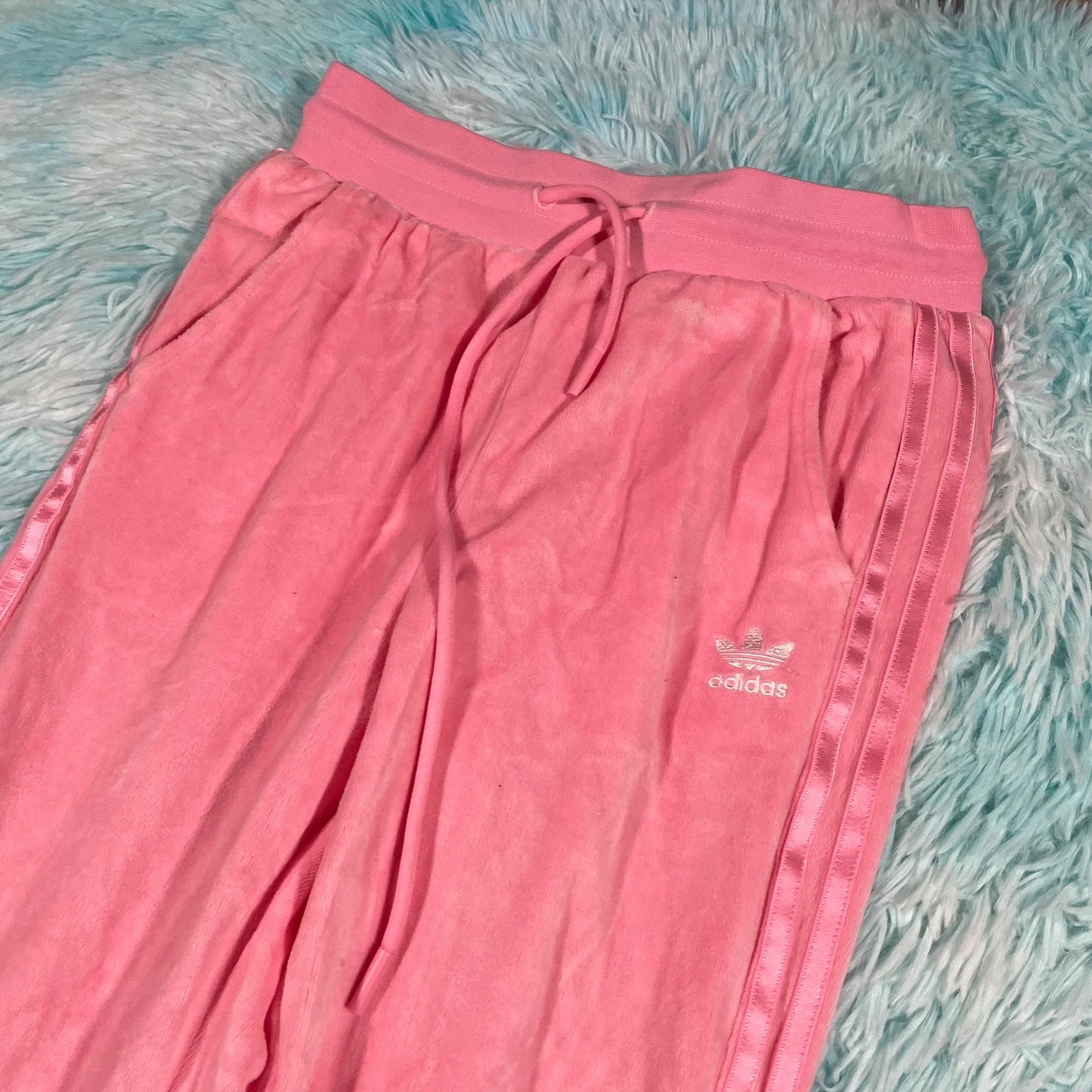 Pink Adidas Velour Joggers - XS
